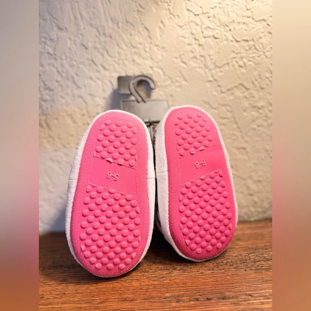 Hello Kitty White Plush Baby Slippers with Pink Bows